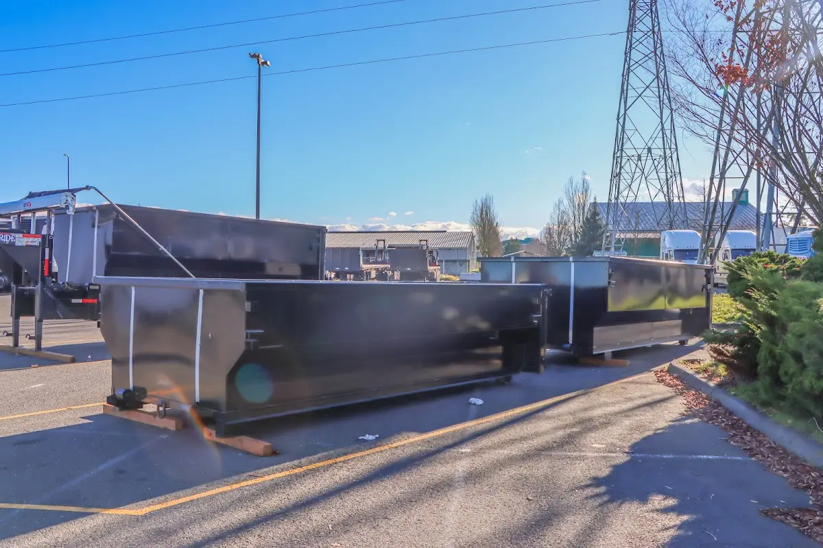 Roll-off dumpster ready for waste disposal at job site for Commercial Dumpster Rental in Corpus Christi